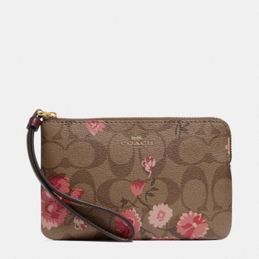 Coach Corner Zip Wristlet w/Prairie Daisy Print.